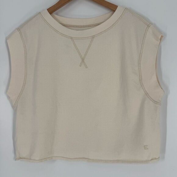 Everlane Lightweight French Terry Cropped Muscle Tank in Canvas | Small - Picture 4 of 6